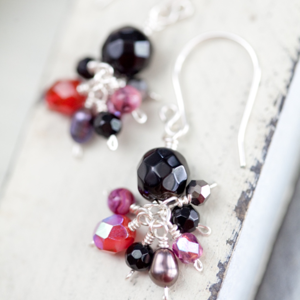 Onyx Pink Pearl Earrings Nwt Handmade
